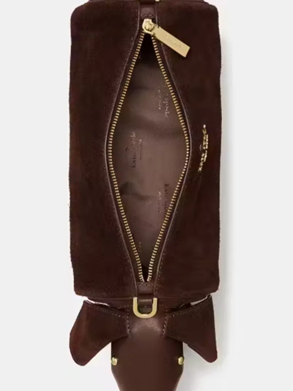 Kate Spade New York Charlie Dachshund Dog Suede Crossbody Bag, Brown NWT